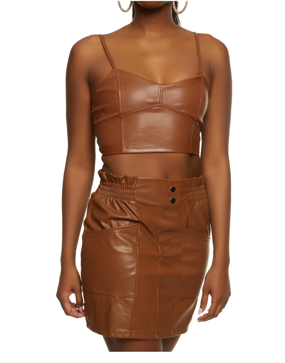 Nude Faux Leather Crop Vibes